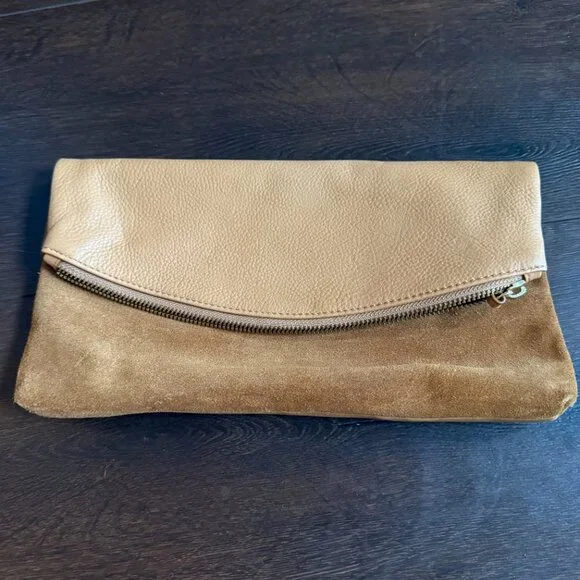 Banana Republic folding clutch in tan leather and suede - Picture 4 of 4